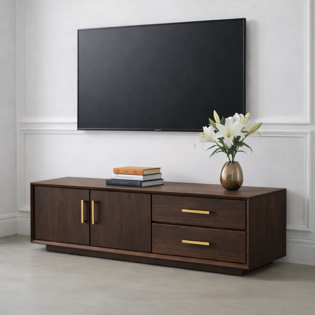 Solid Wood TV Stand with Drawers and Cabinet for Elegant Living Rooms