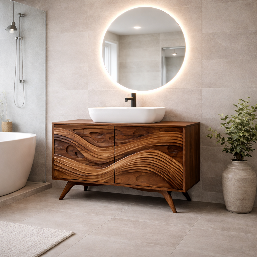 Solid Wood Bathroom Vanity for Modern Bathroom with Storage Cabinet