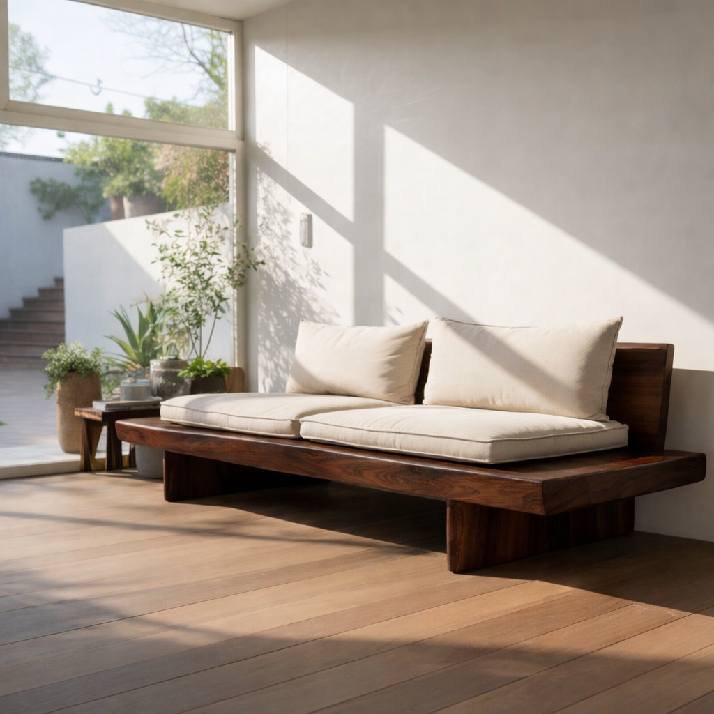 Modern Solid Wood Sofa with Minimalist Design