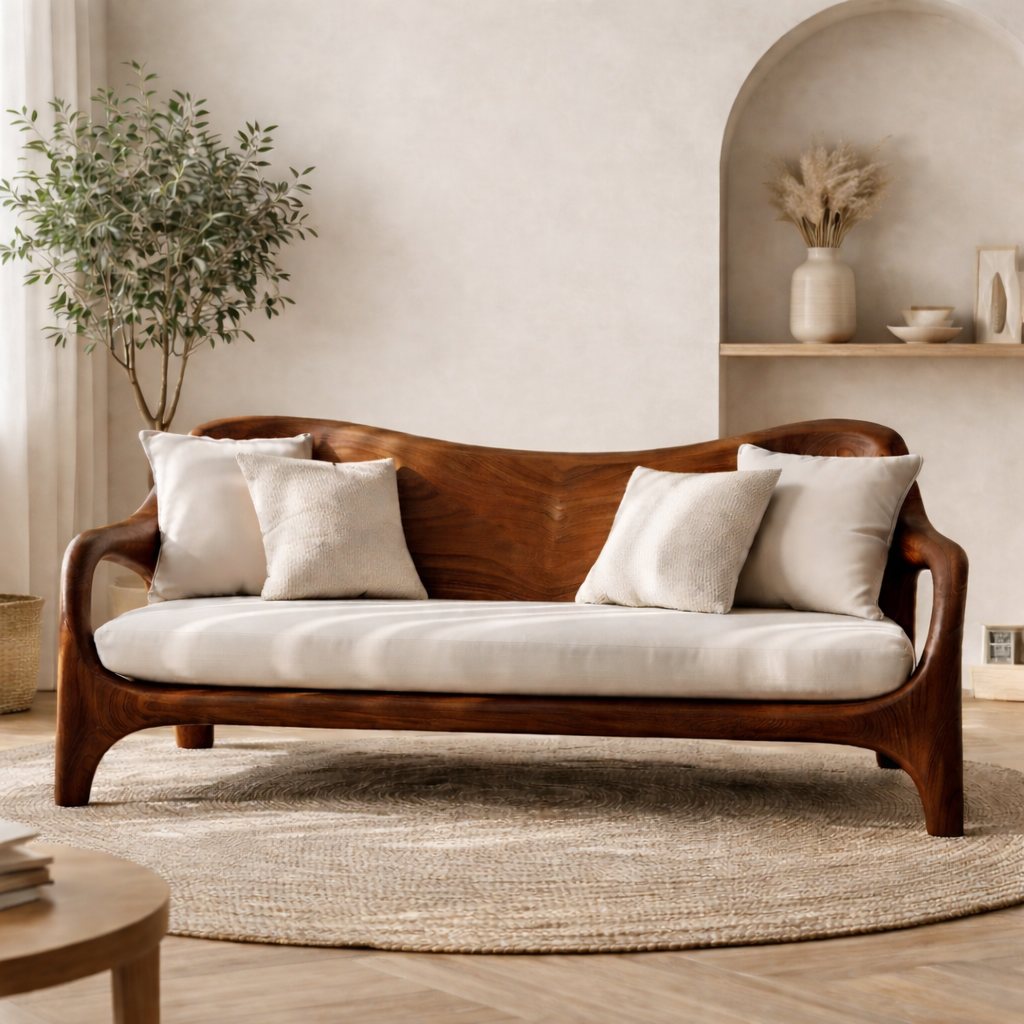 Luxury Solid Wood Sofa Curved Modern Design